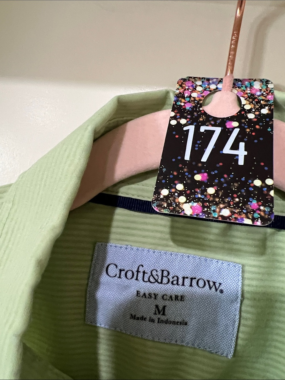 croft & barrow Light Green Short-Sleeve Button-Down Shirt H174. - Picture 3 of 10